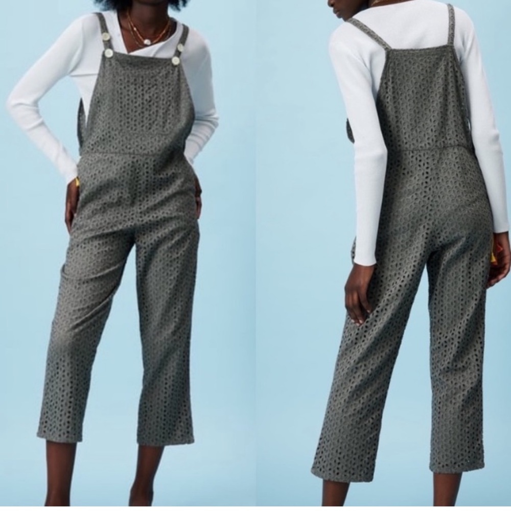 Zara Eyelet Gray Jumpsuit Romper